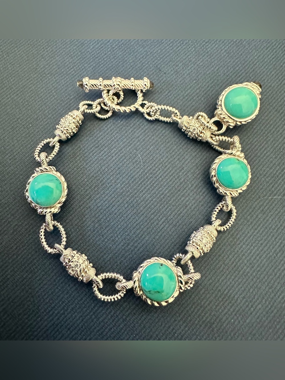 Judith Ripka 925 Silver Turquoise Station Link Toggle